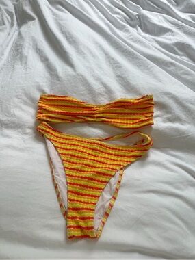 SOLID & STRIPED Yellow and Orange Striped Bikini Set